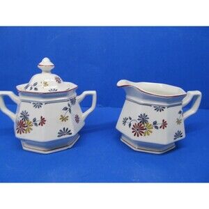 Adams Ironstone Vermont Covered Sugar Dish And Creamer Excellent Cond